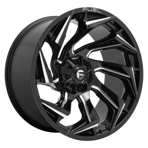 D75315808337 15x8 6x139.7 18 Offset Fuel Rims D753 REACTION GLOSS BLACK MILLED