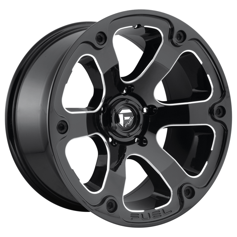 D56218908345 18x9 6x139.7 12 Offset Fuel Rims D562 BEAST GLOSS BLACK