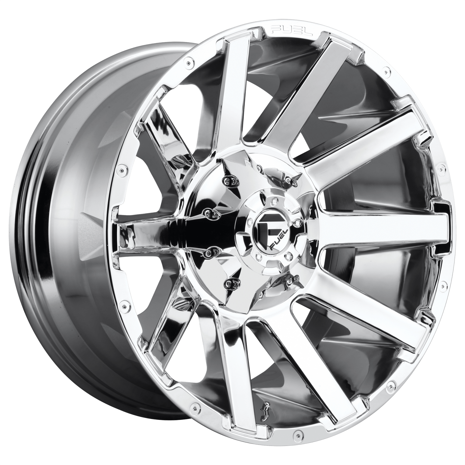 D61422208247 22x12 8x165.1 44 Offset Fuel Rims D614 CONTRA CHROME PLATED