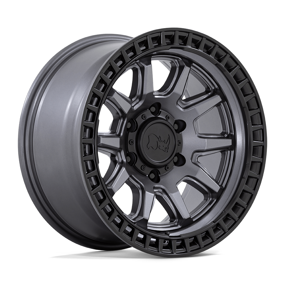 BR001AB17855034 17x8.5 5x127 34 Offset Black Rhino Rims CALICO MATTE GUNMETAL WITH MATTE BLACK LIP