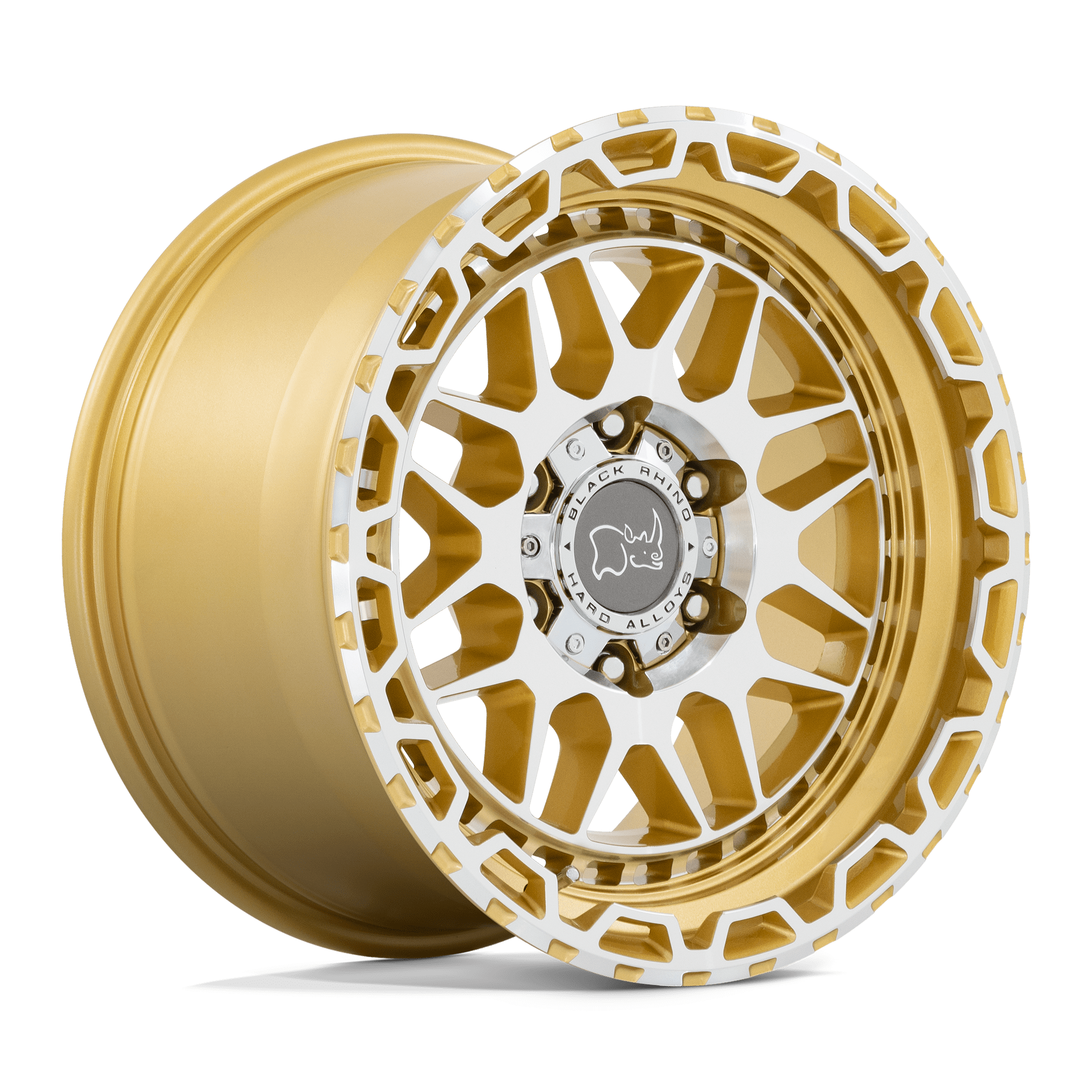1895HLB126140L12 18x9.5 6x139.7 12 Offset Black Rhino Rims GLOSS GOLD WITH MIRROR CUT FACE