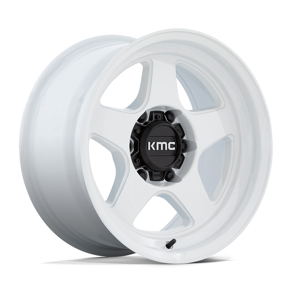 KM728WX17857710N 17x8.5 6x120 10 Offset KMC Rims KM728 LOBO GLOSS WHITE