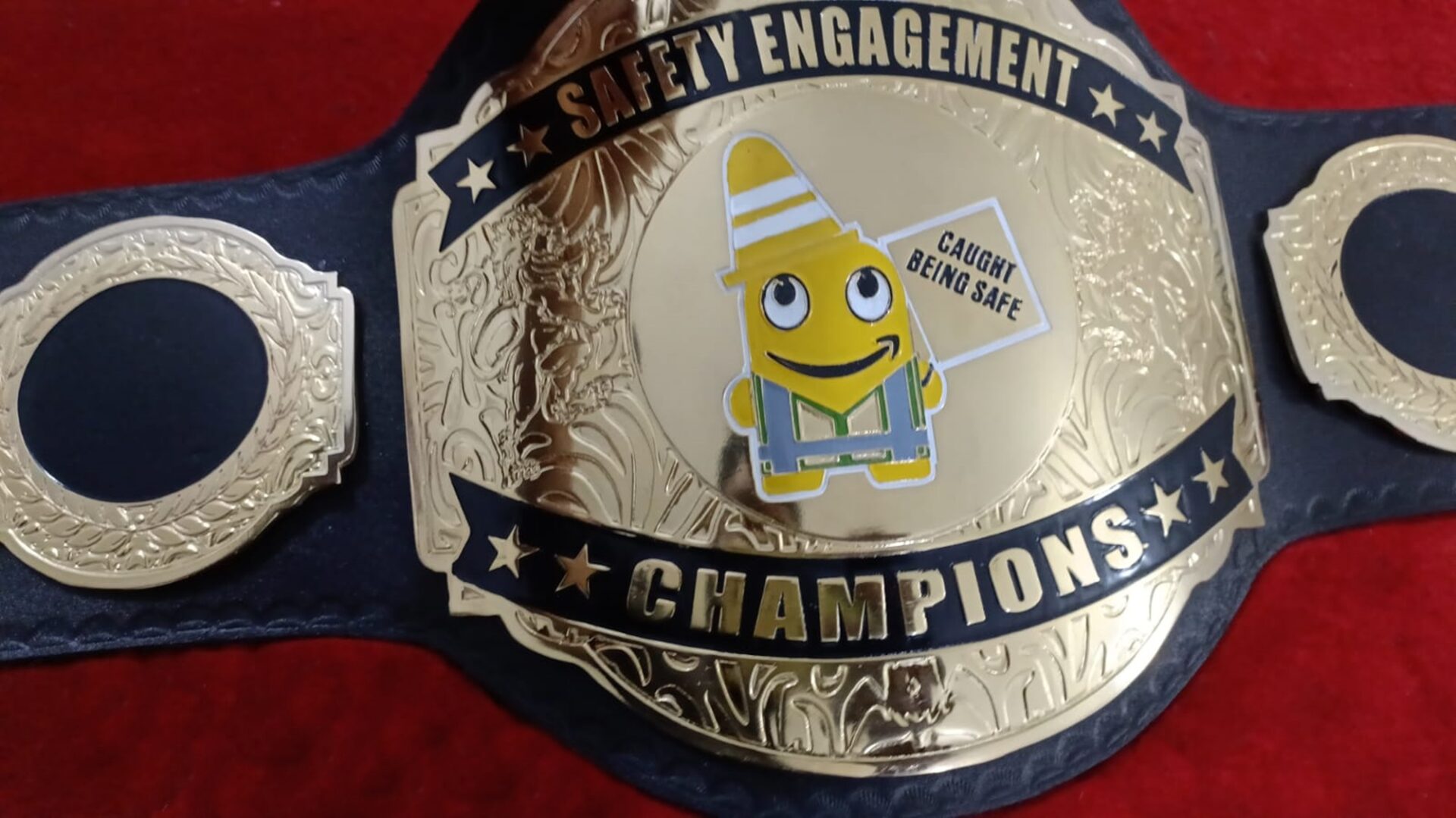 Custom Name and Safety Smiley Toe Logo Wrestling Championship Belt