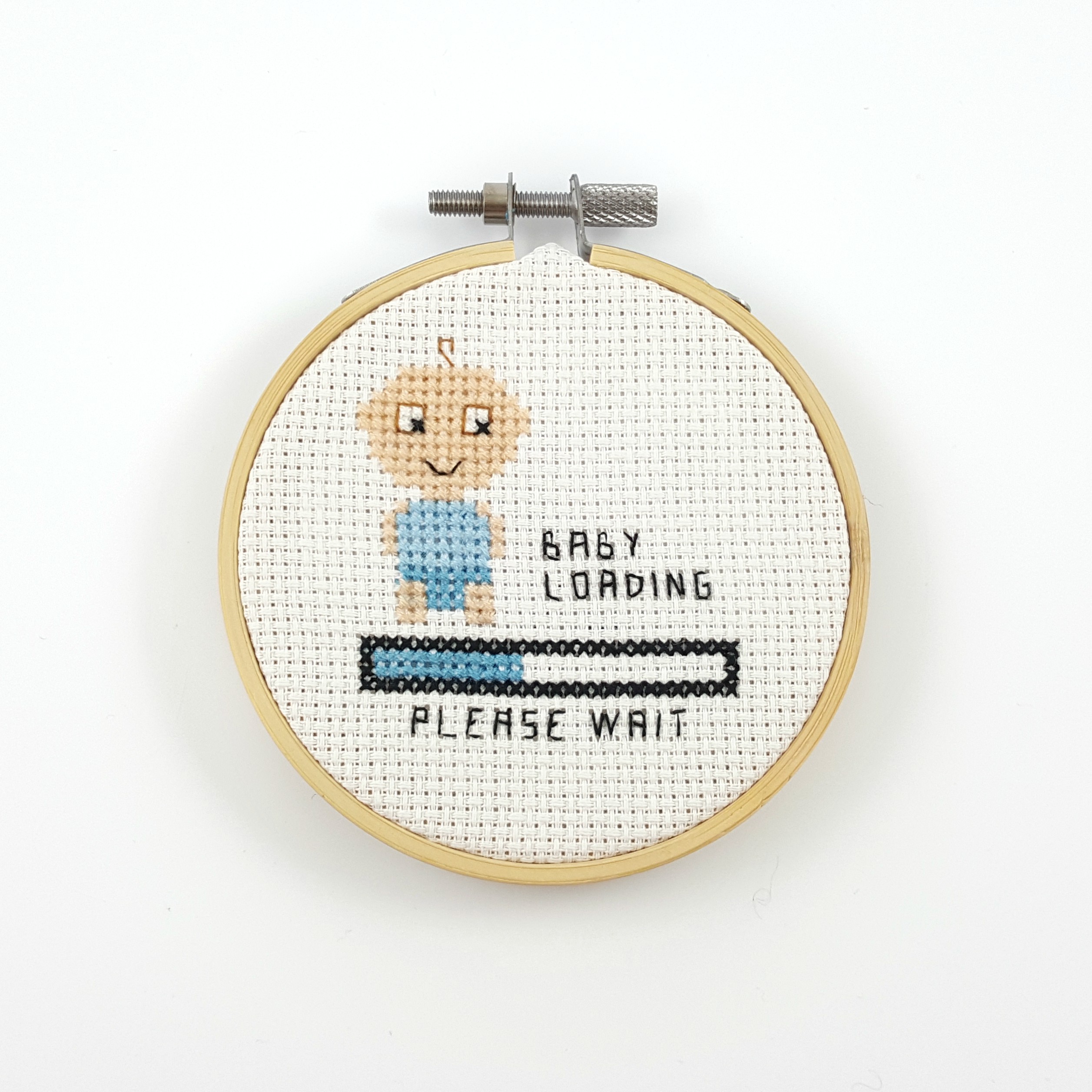 Boy baby loading cross stitch pdf pattern