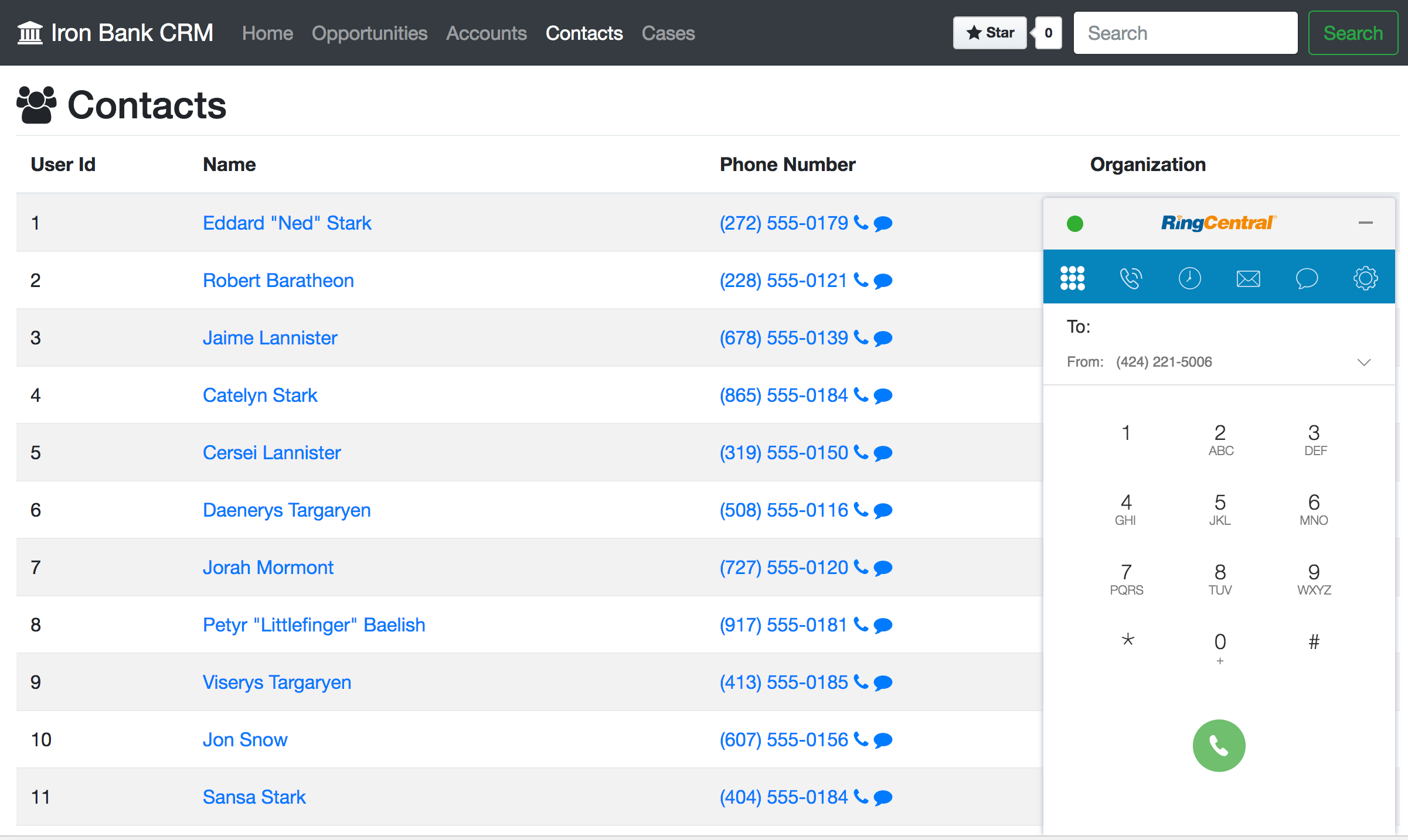 ringcentralembeddabledemos Example apps using the RingCentral  Widget