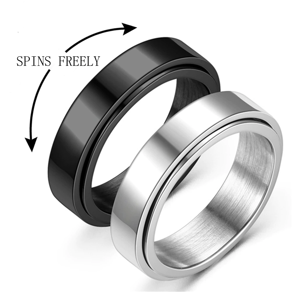 Bastian Black Polished Stainless Steel Spinner Ring Rings Australia
