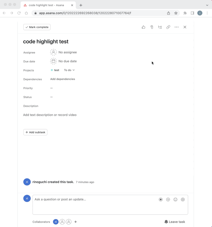 AsanaでコードブロックをハイライトするChrome Extensionを作って公開した rinoguchi's techlog