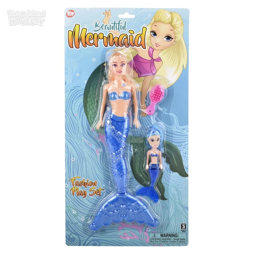 12.5" Mermaid With Mini Mermaid Doll Play Set