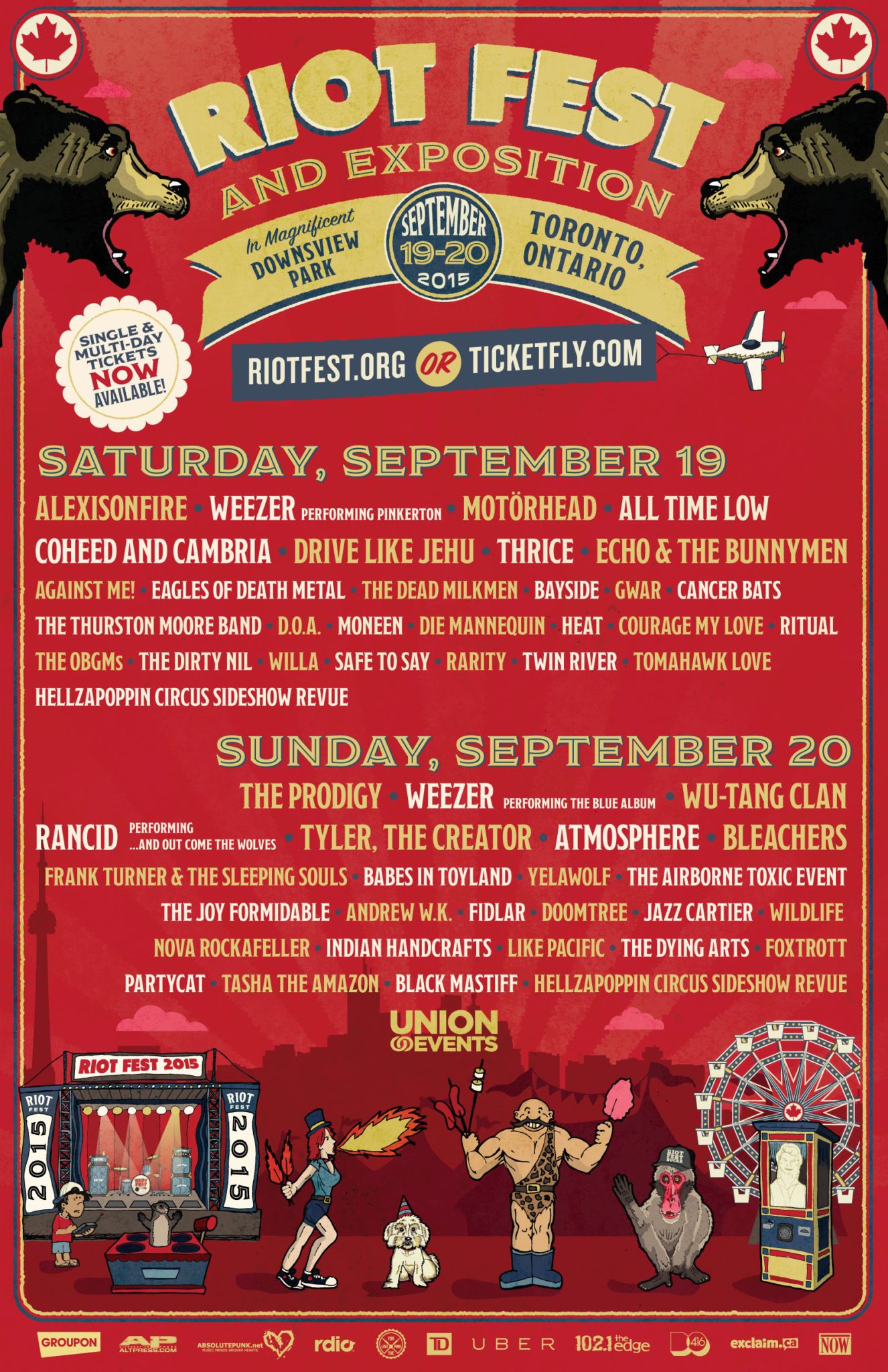Toronto By Day Lineup & Single Day Tickets Riot Fest