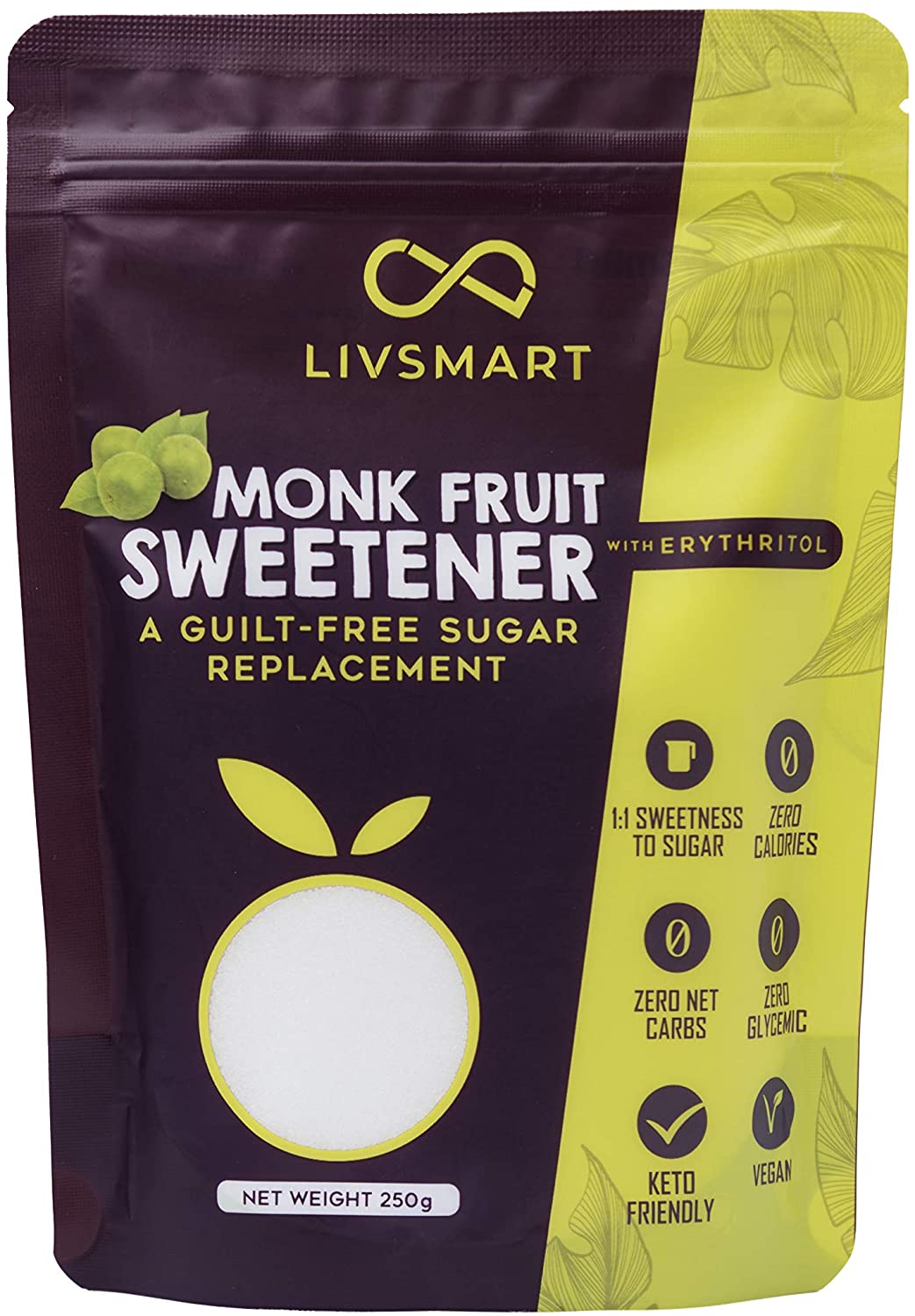 LIVSMART MONK FRUIT SWEETENER 250G Ripe Organic