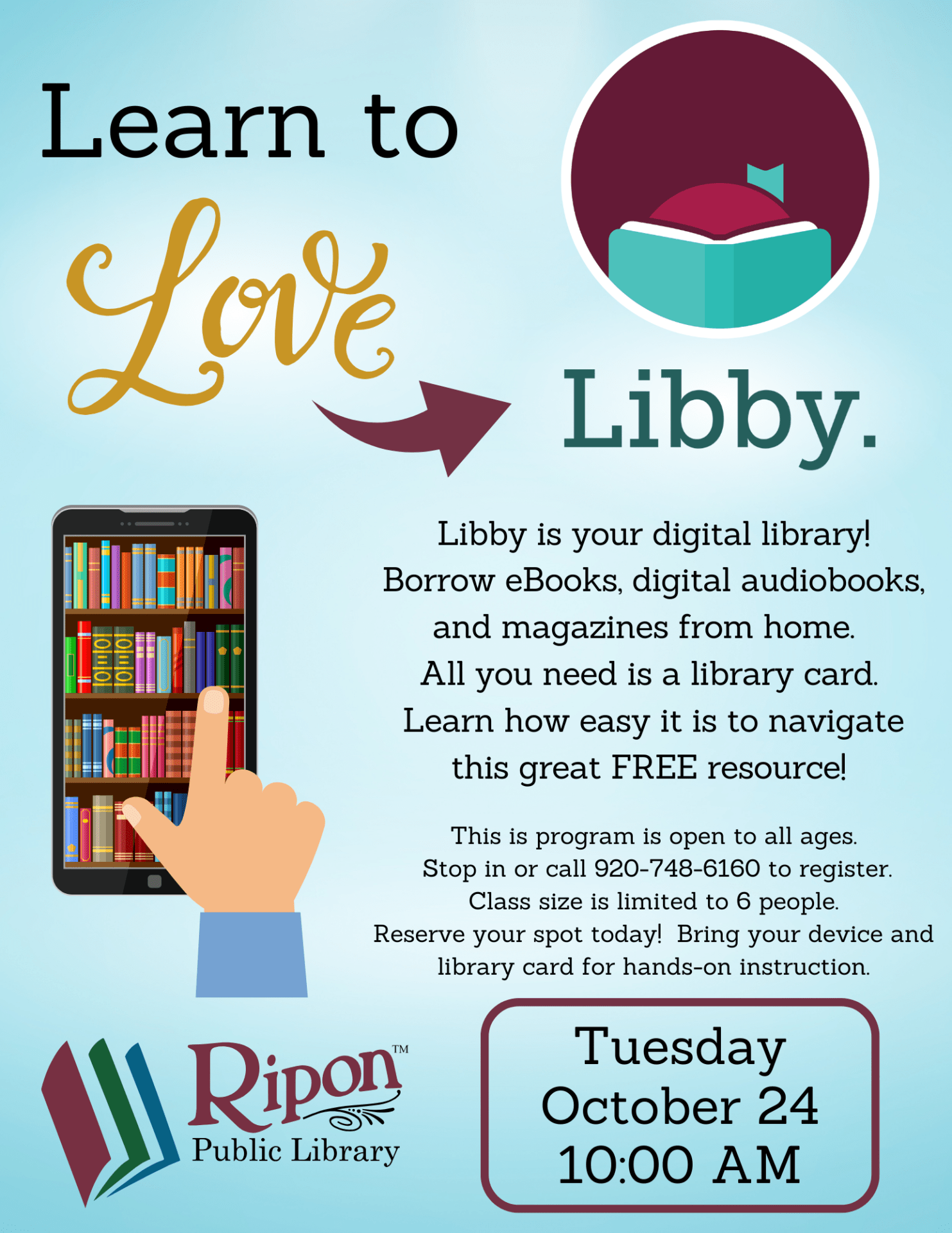 Learn to LOVE Libby Ripon Public Library