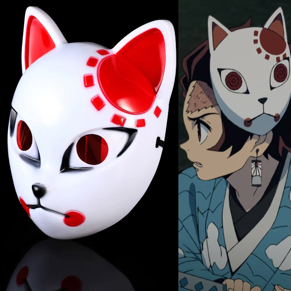 Mascara estilo Kitsune de Tanjiro Kimetsu no Yaiba Tienda Rirumé