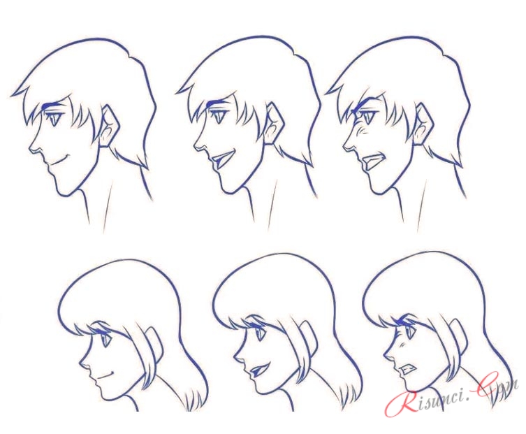 Как нарисовать аниме лицо сбоку