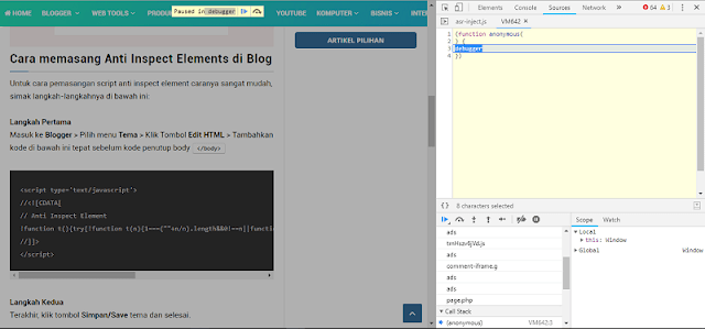 Cara Memasang Script Terbaru Anti Inspect Element di Blog - Riswan Net