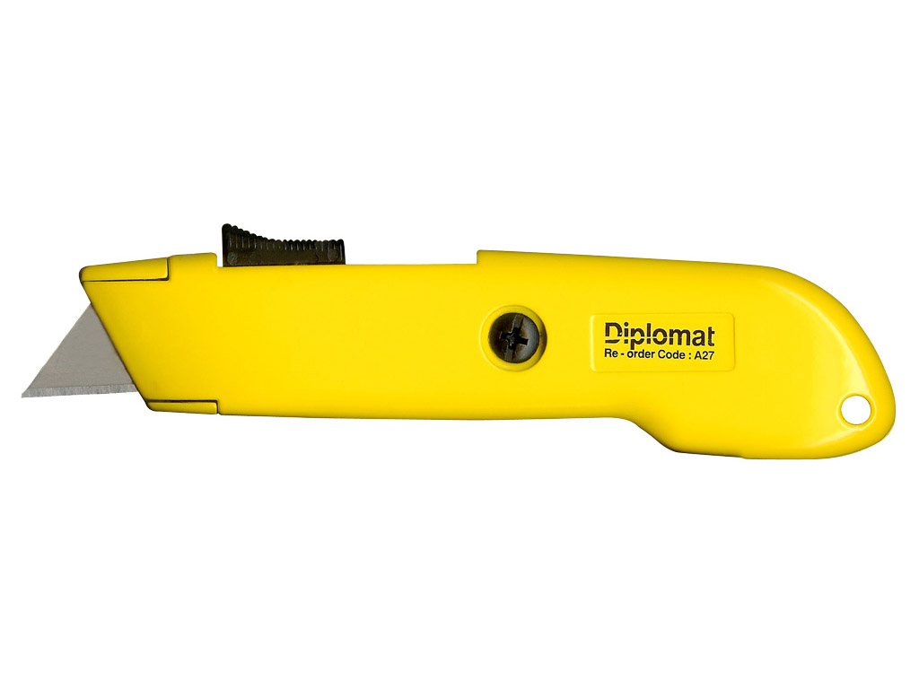 Spring Loaded Metal Safety Knife Yellow A27 Ritesafe