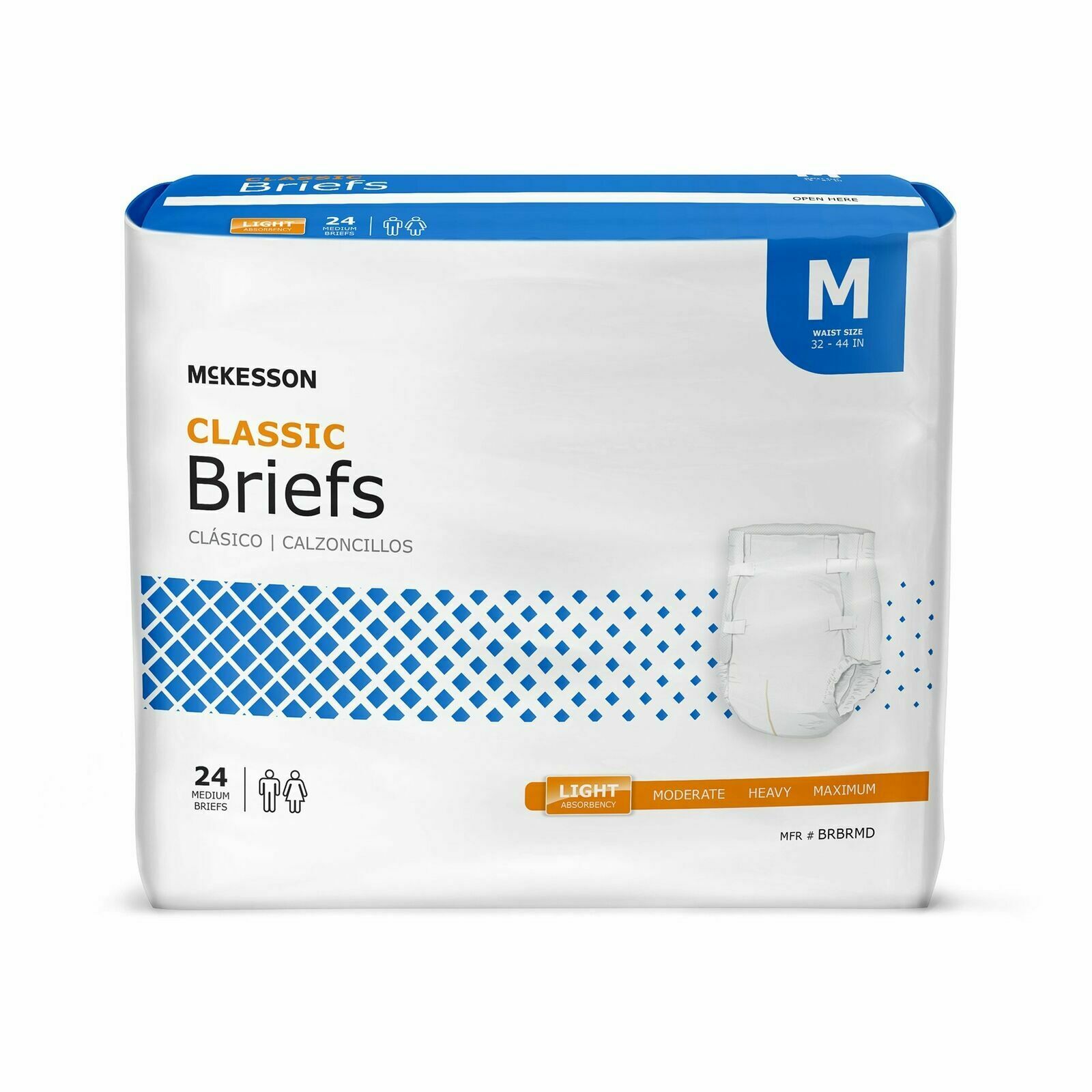 McKesson Classic Light Absorbency Incontinence Brief, Medium, Case of 96