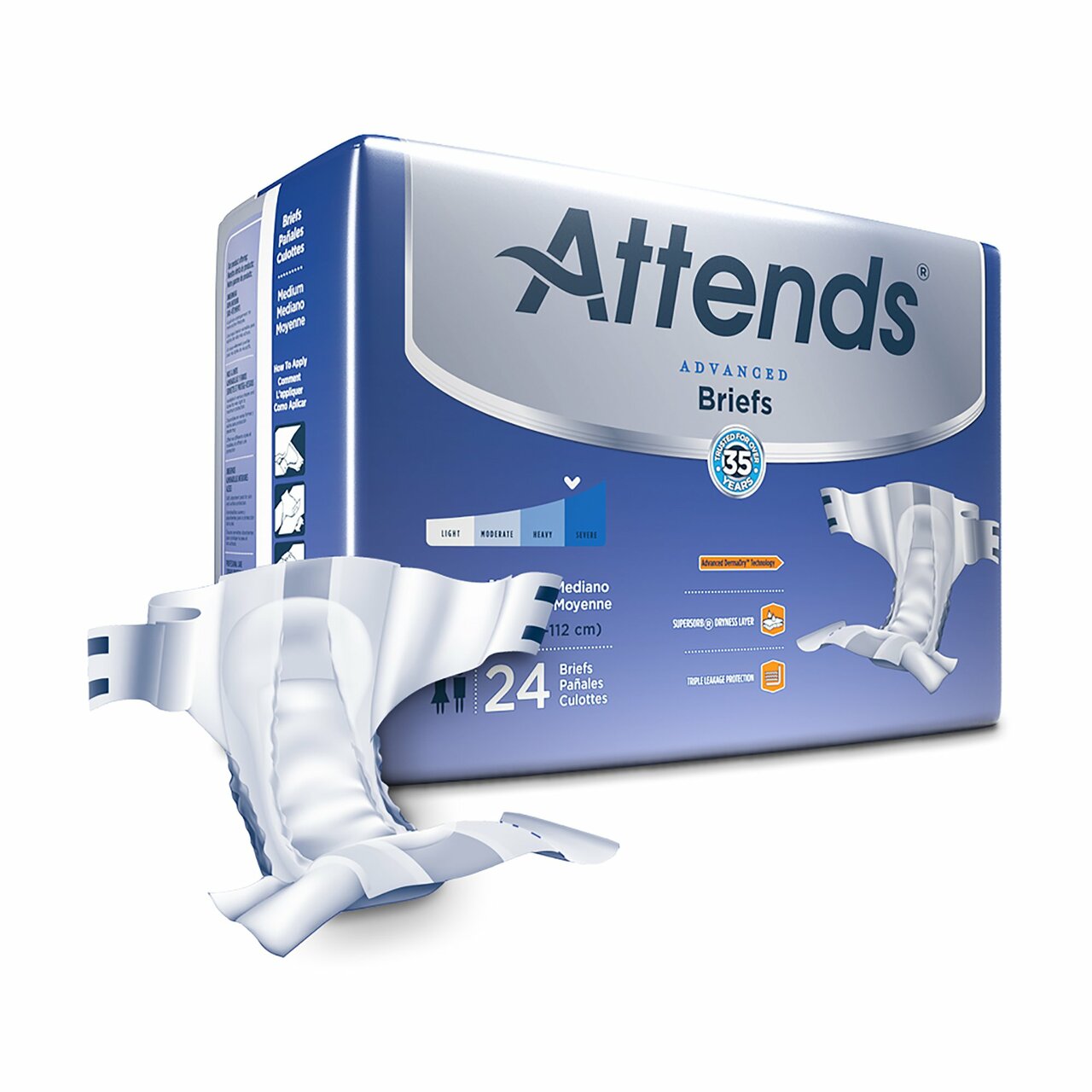 Attends Advanced Disposable Briefs, Heavy Absorbency Medium