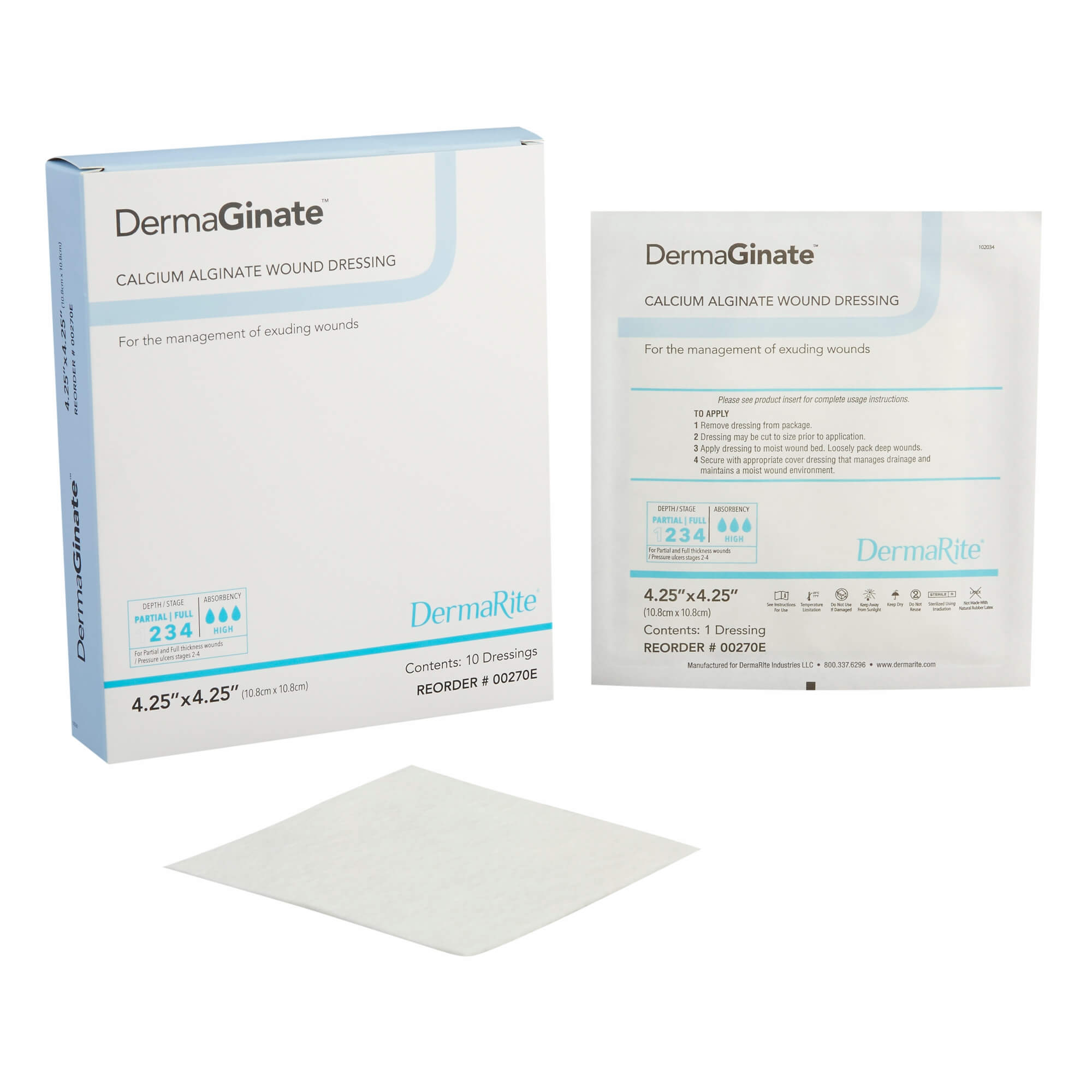 DermaRite DermaGinate Calcium Alginate Wound Dressing 4.25 Inch