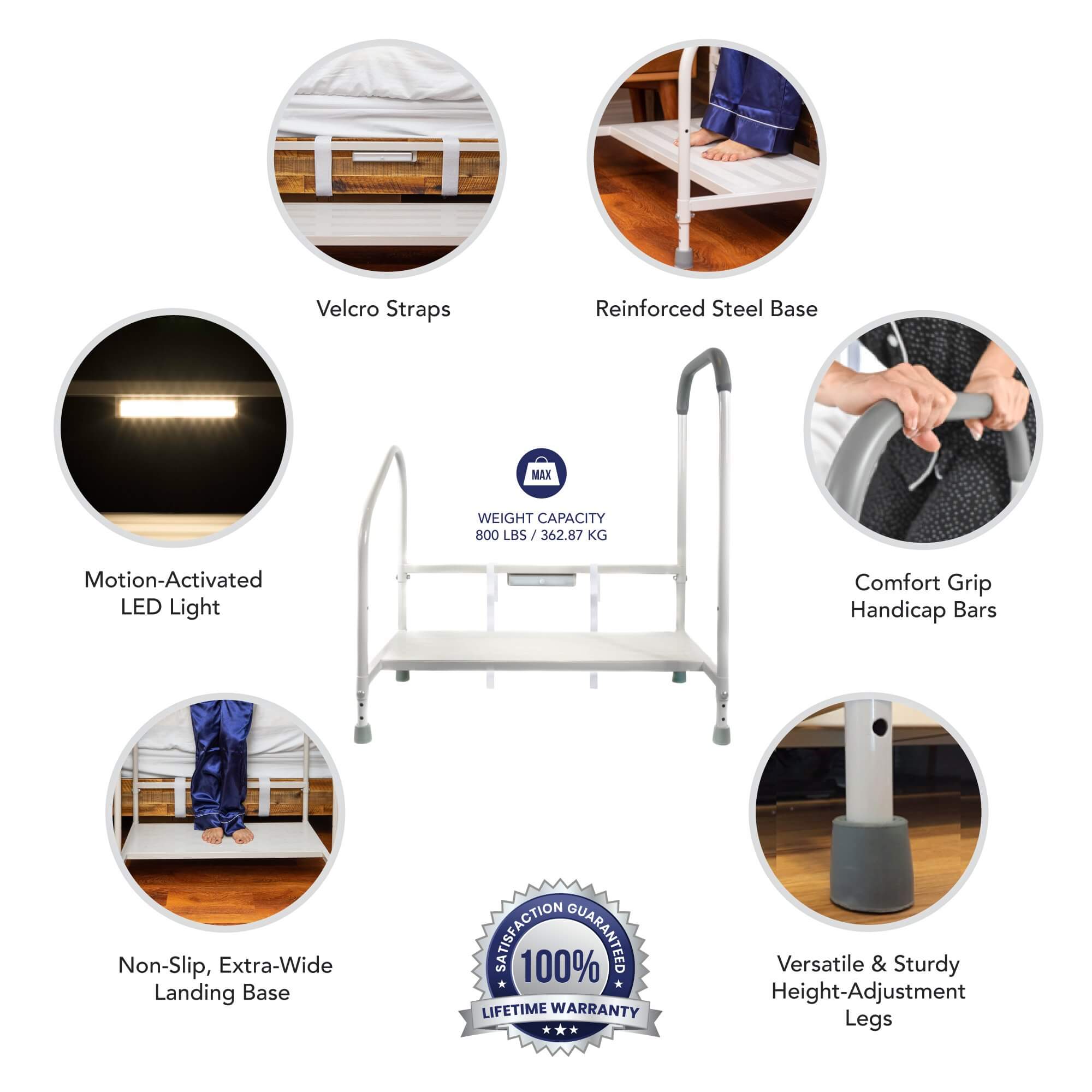 Step2health Bedside Adjustable Safety Step Stool XLarge