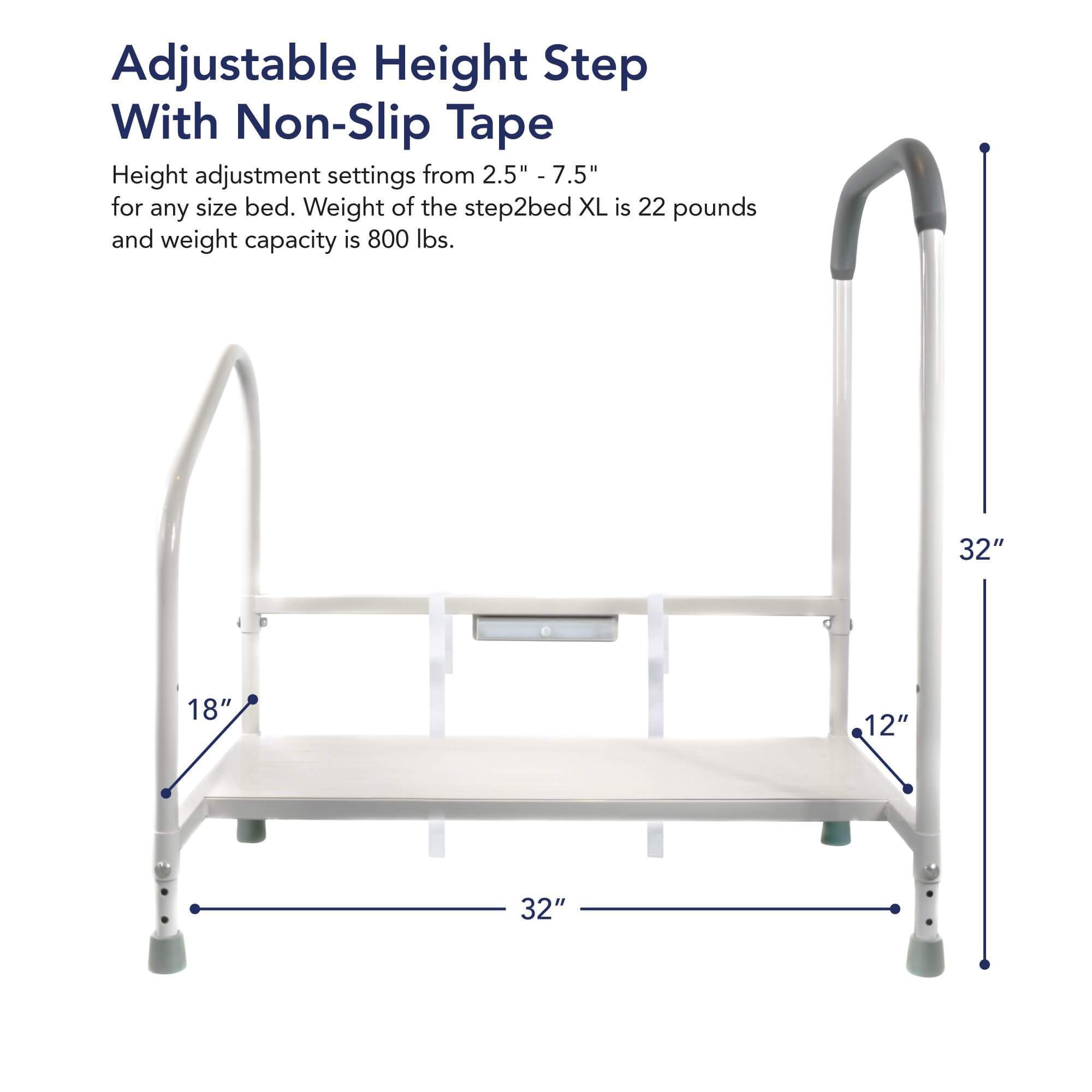 Step2health Bedside Adjustable Safety Step Stool XLarge
