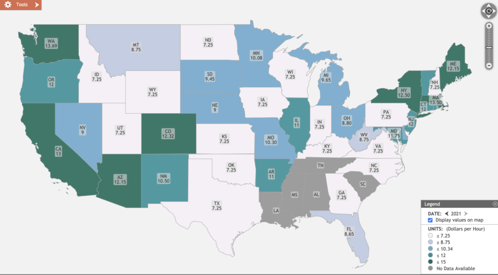 2021 State Minimum Wage Rate by State The Big Picture