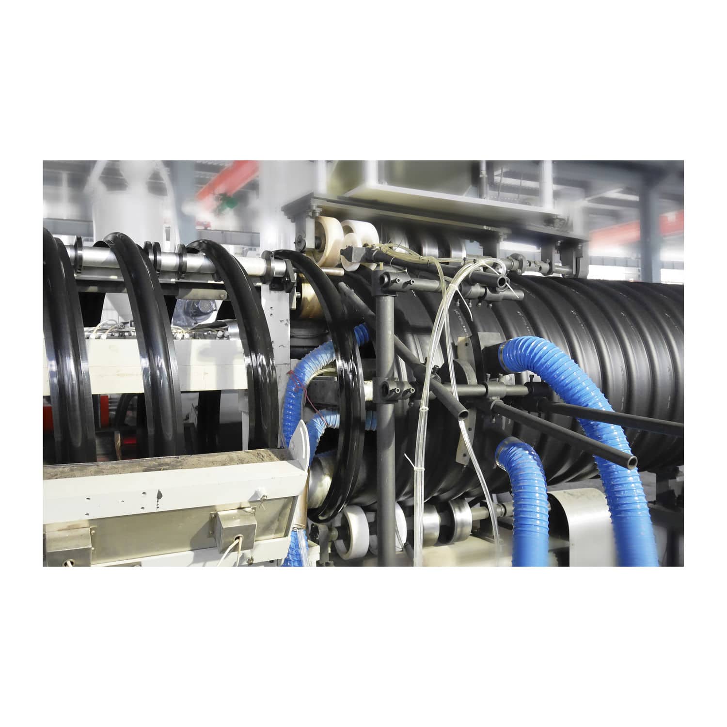 Spiral tube extrusion line / irrigation hose / for sewage pipes / for