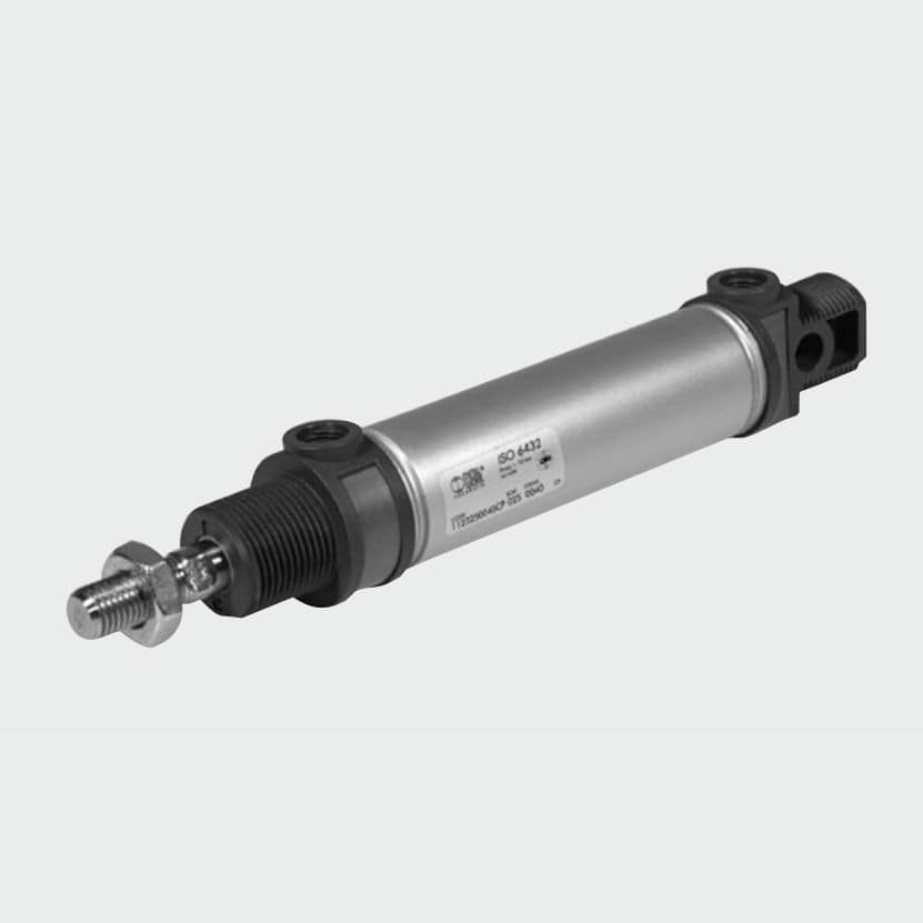 Pneumatic cylinder / doubleacting / with through rod / anodized