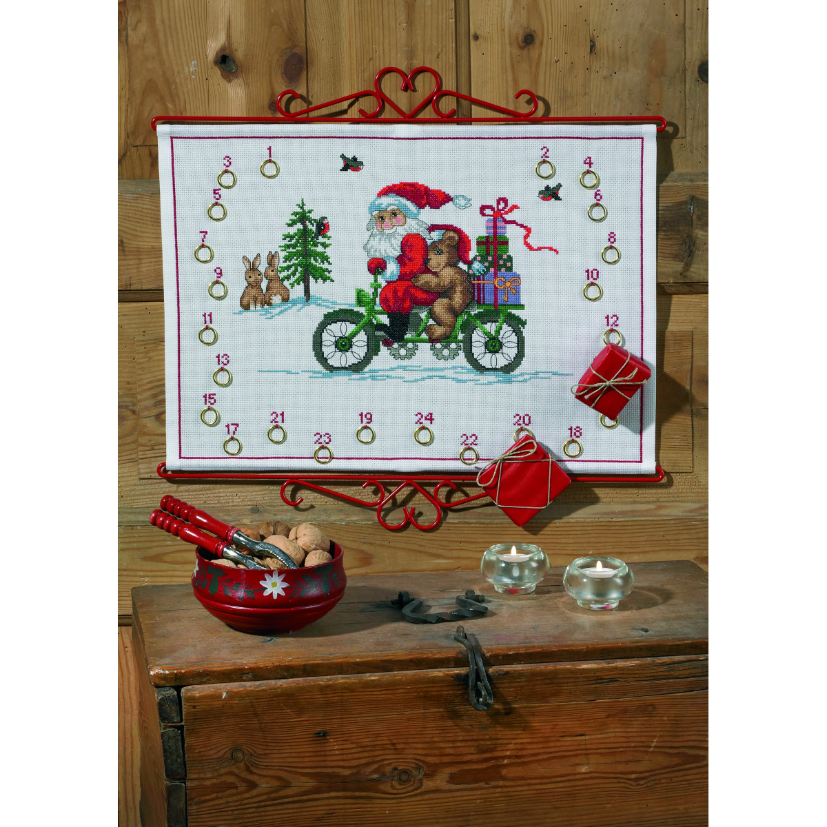 Permin Broderikit Julekalender Julemand på Tandem 48 x