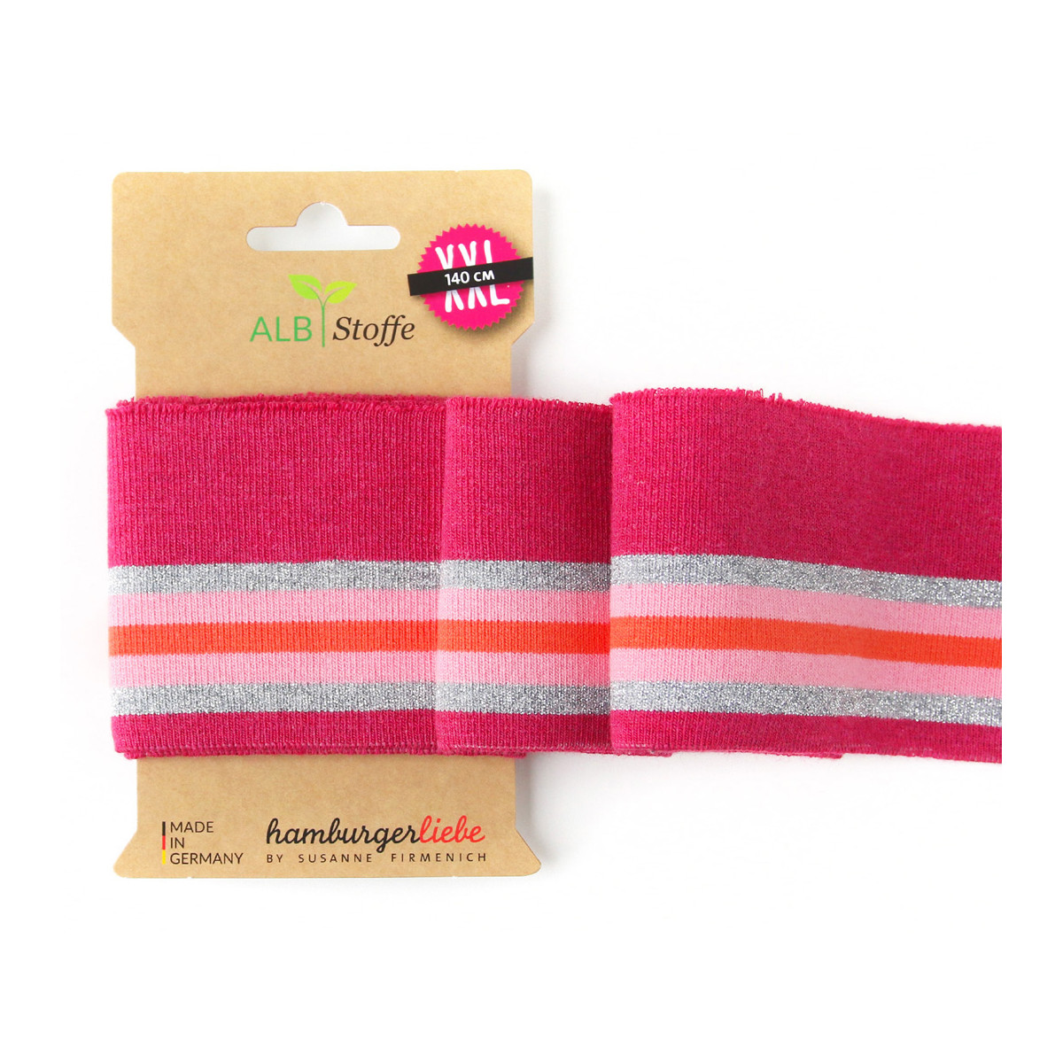 ALB Fabrics Rib Edge Wrist Glam Pink/Silver/Orange 7,5x140cm Rito.pl