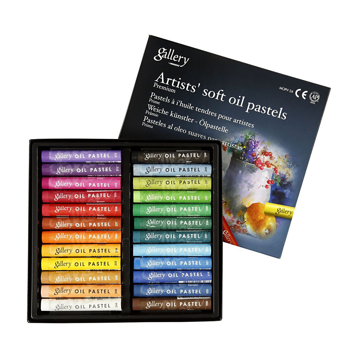 Gallery Pastels à l'Huile Premium, épaisseur 10mm, L 7cm, 24 pces