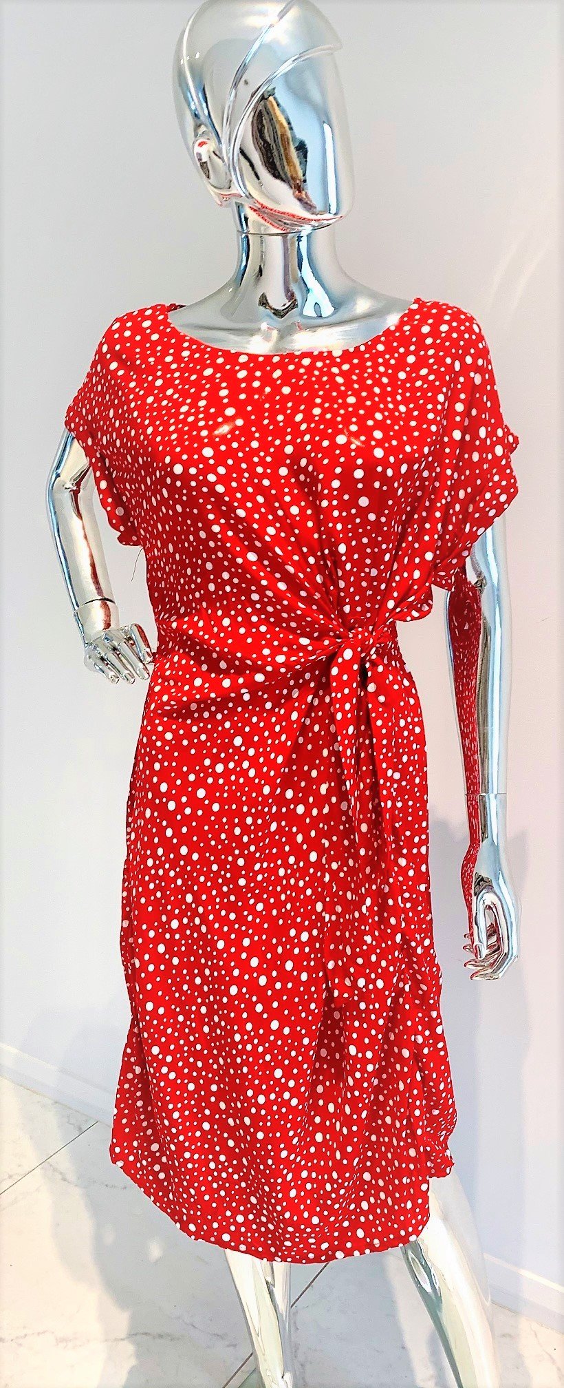 WILLOW TREE RED &amp, WHITE POLKA DOT DRESS WITH TIE FRONT Ritzi Coolangatta