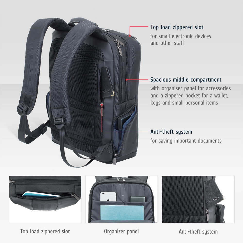 Business backpacks 8165 black Laptop business backpack 15.6"