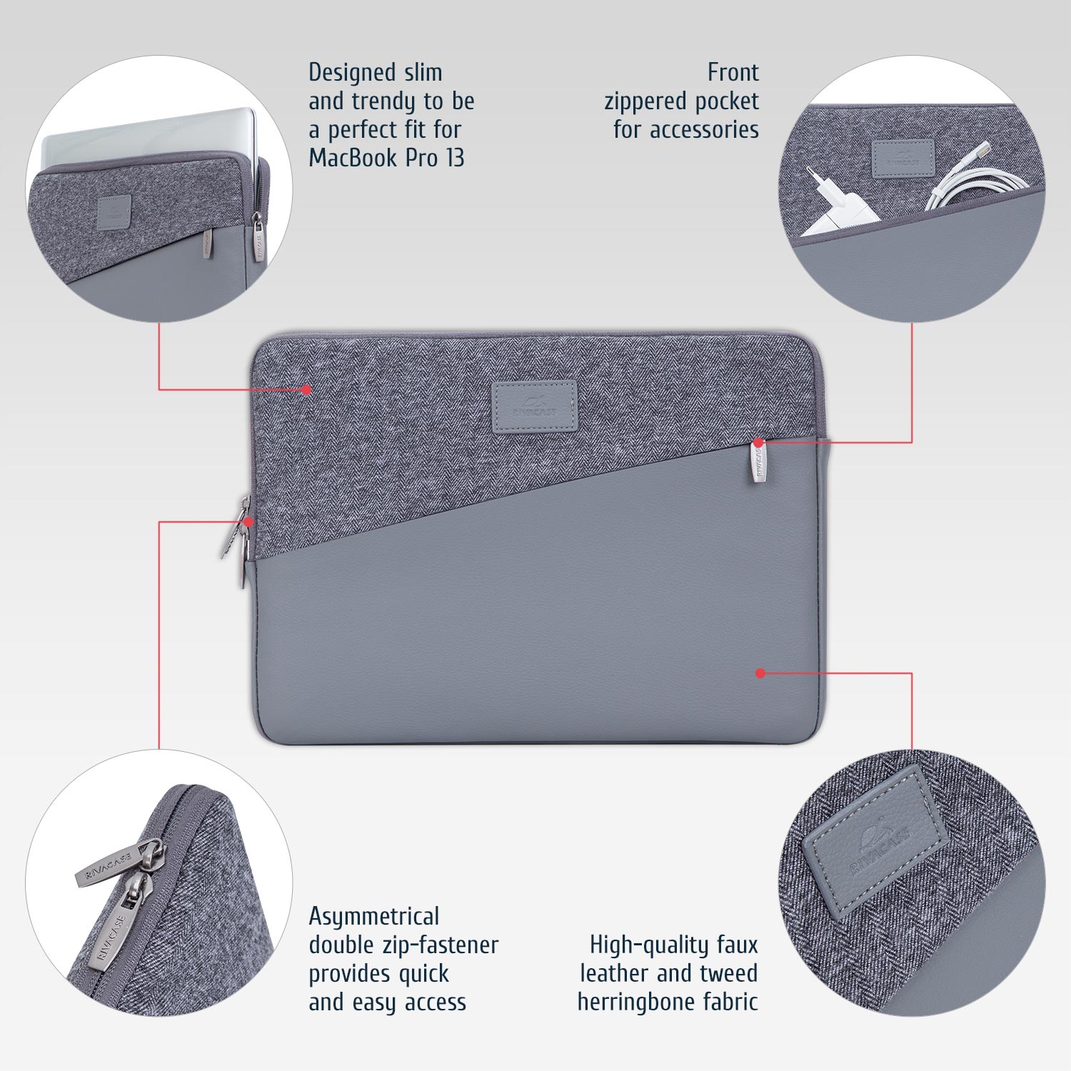 Laptop sleeves 7903 grey MacBook Pro and Ultrabook sleeve 13.3"