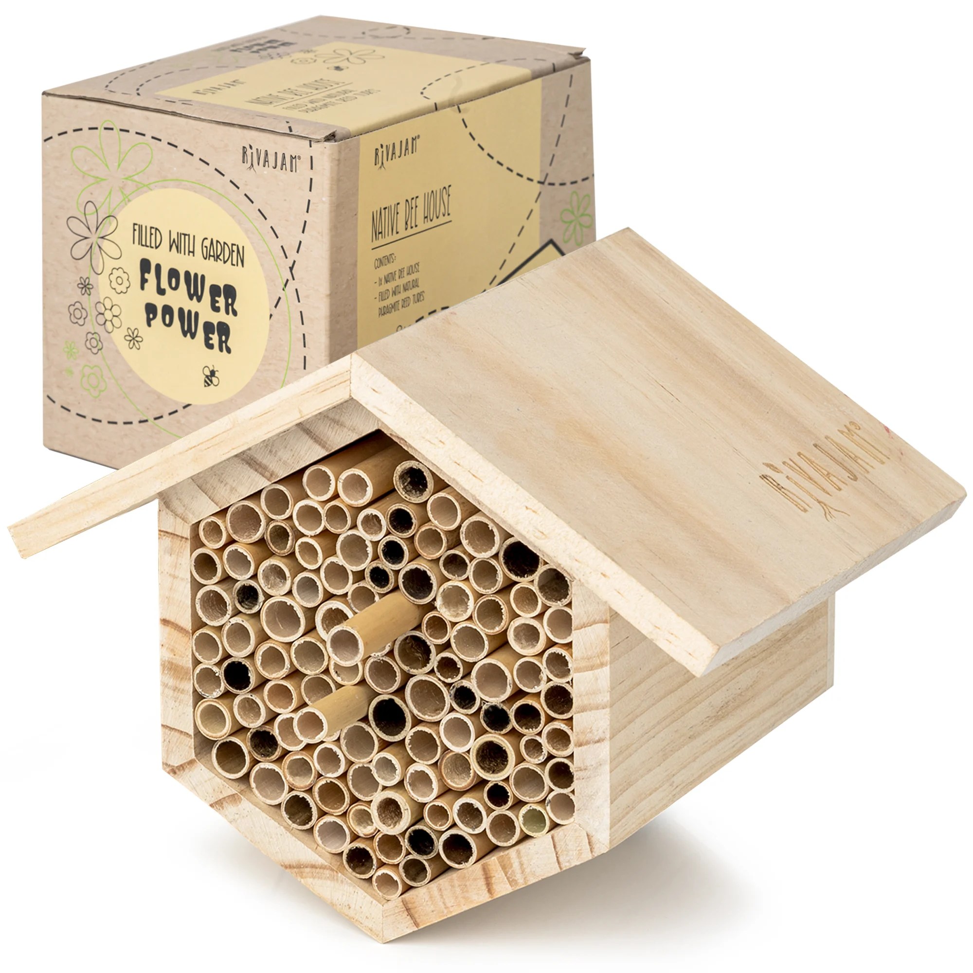 Rivajam Mason Bee House Wax Coated Nesting Bee Box Phragmite Reeds