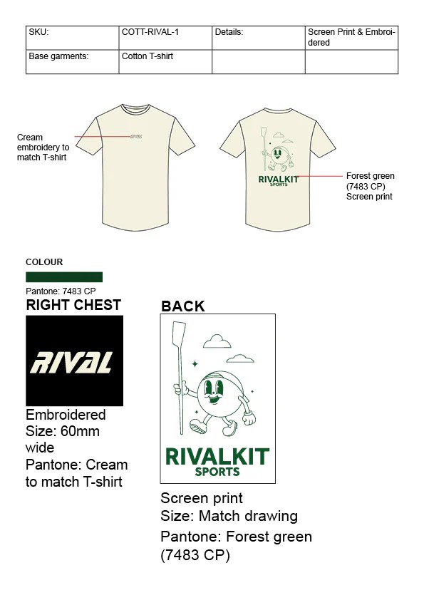 RIVAL SPORTS Casual HEAVY TShirt Rivalkit USA