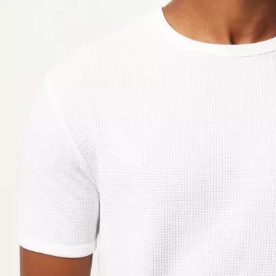 White waffle slim fit Tshirt The Unilad Edit Sale men