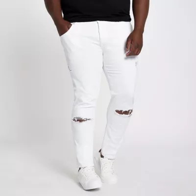 Big and Tall white Eddy ripped skinny jeans Skinny Jeans Jeans men