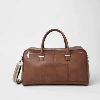 Tan faux leather holdall Holdalls Bags men
