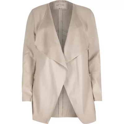 Cream leather look draped jacket jackets coats / jackets women