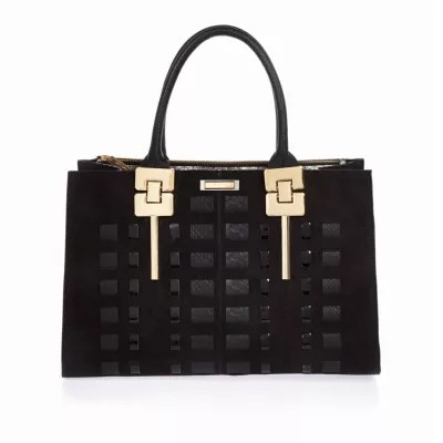 Black woven tote handbag shopper / tote bags bags / purses women