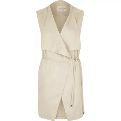 Cream faux suede sleeveless jacket jackets coats / jackets women