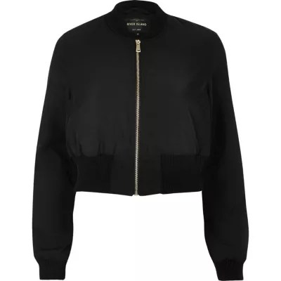 Black cropped bomber jacket jackets coats / jackets women