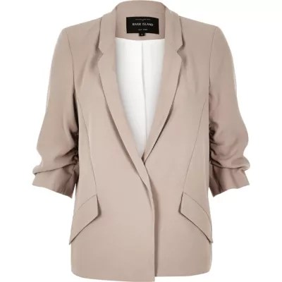 Dark beige ruched blazer blazers coats / jackets women