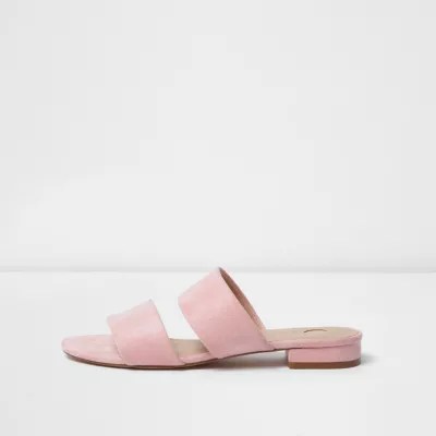 Pink two strap mules sandals shoes / boots women