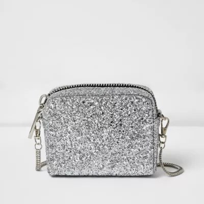 Silver glitter mini crossbody bag clutch bags bags / purses women