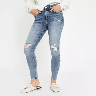 Petite light blue Amelie ripped skinny jeans Skinny Jeans Jeans women