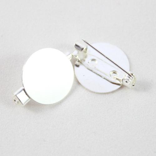 Pin Brooch Base Flat 15mm Silver Plated Riverside Beads