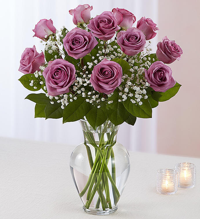Dozen Purple Roses Riverside by Reynebeau Floral