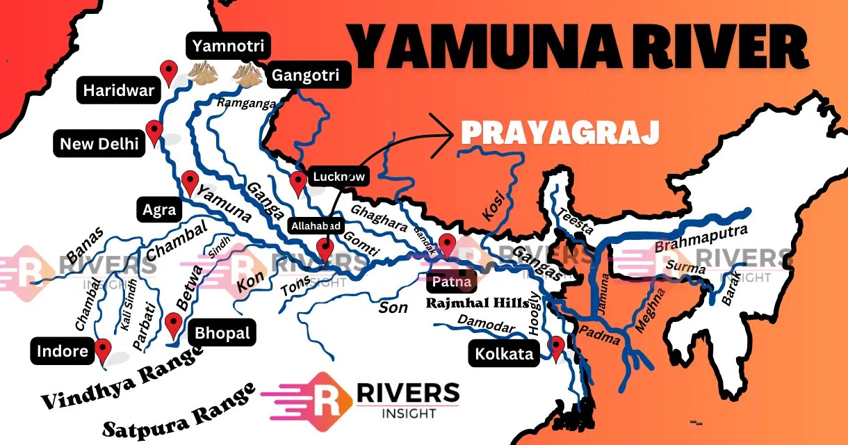 Yamuna River System Detailed Map with Tributaries Rivers Insight