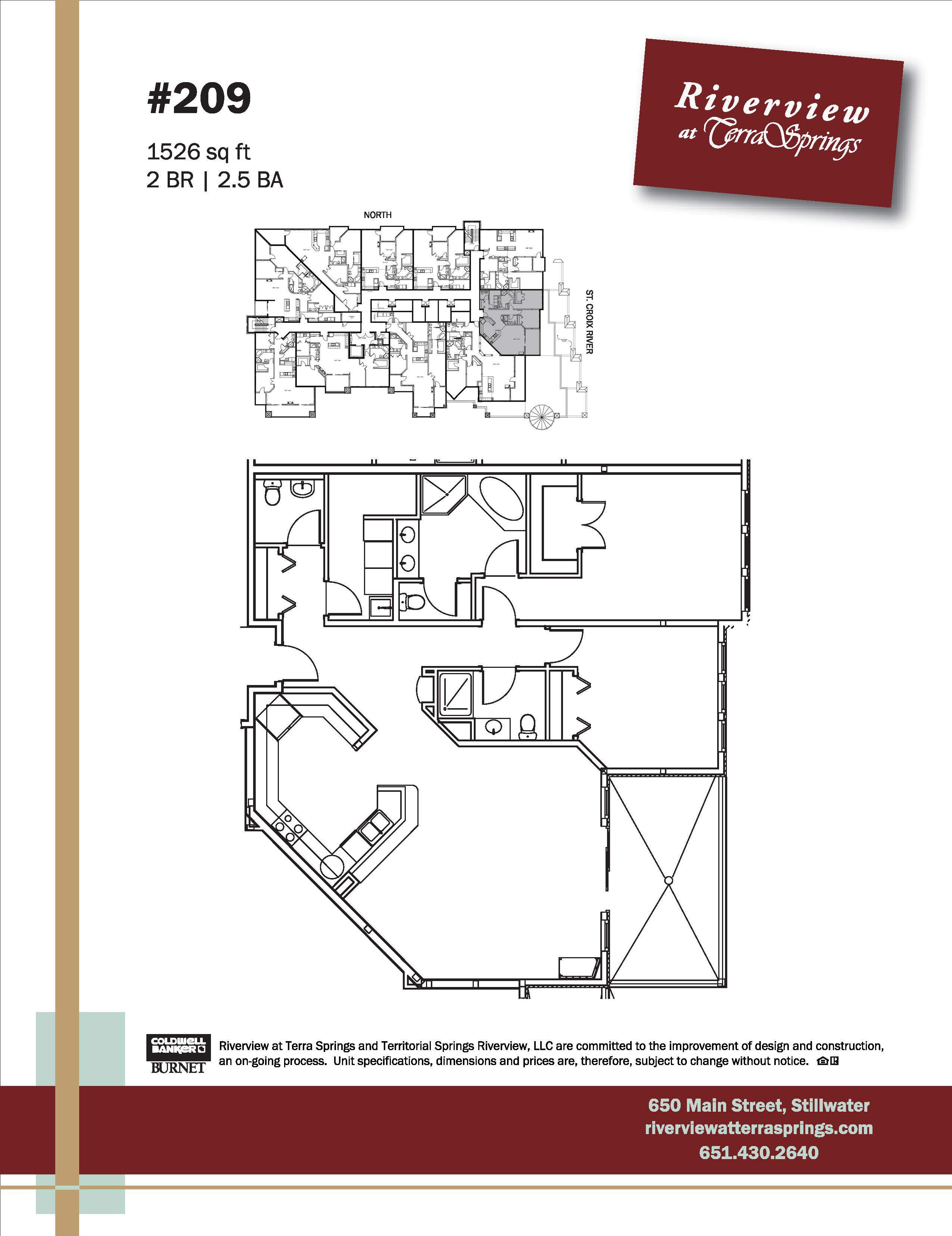 209 Floorplan — Riverview at Terra Springs Condominiums in Stillwater, MN